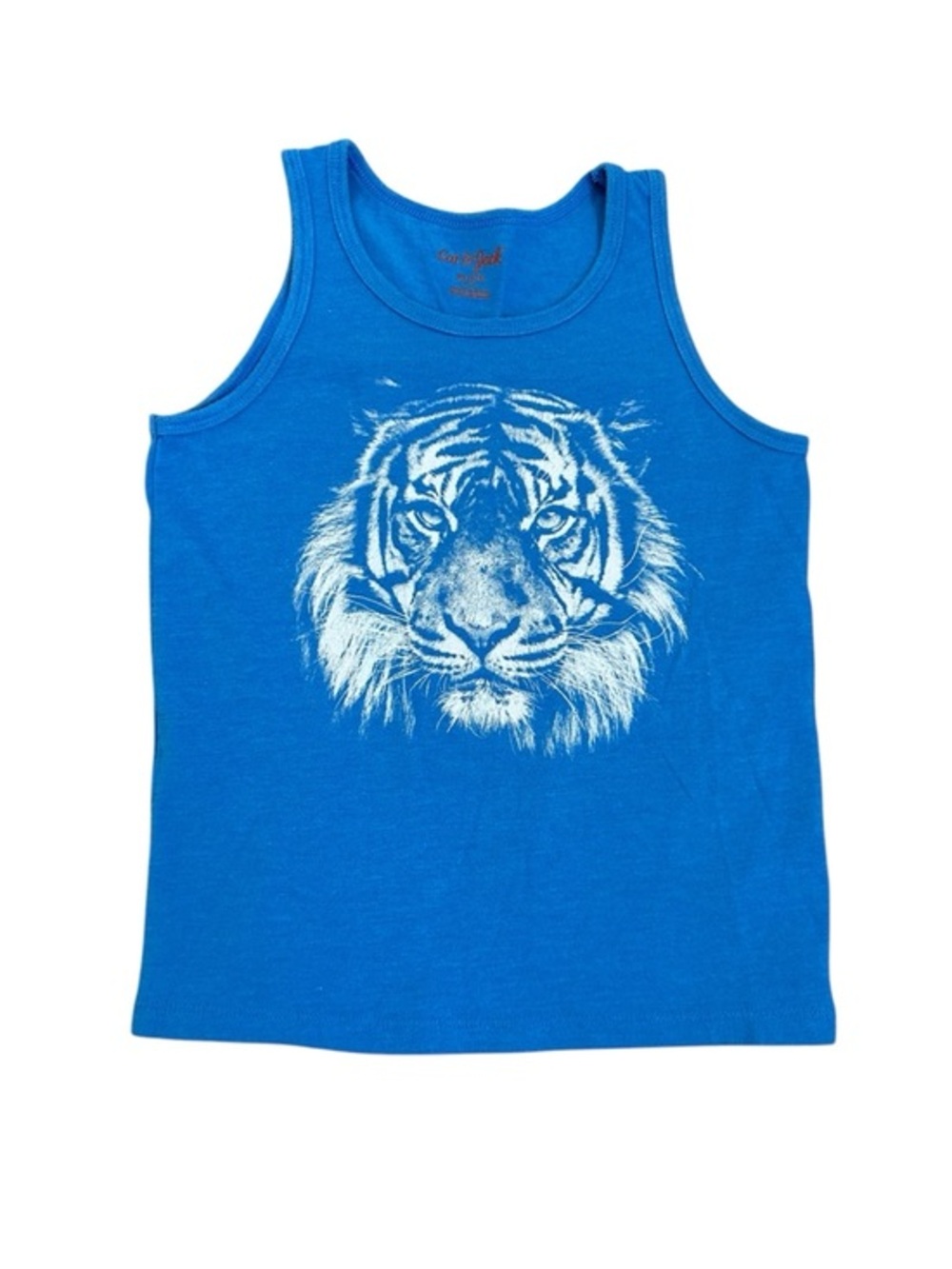 Cat & Jack Blue Tank Top with White Tiger Graphic